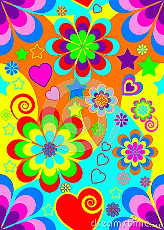 Seamless 70s Psychedelic Wallpaper Stock Images - Image: 15095594