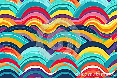 Seamless abstract background of multicolored waves Stock Photo