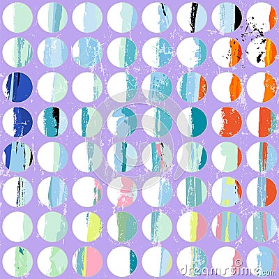 Seamless abstract background pattern, circles, dots, paint strokes and splashes Vector Illustration