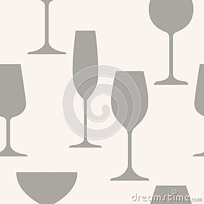 Seamless abstract background with silhouette of wine glasses Vector Illustration