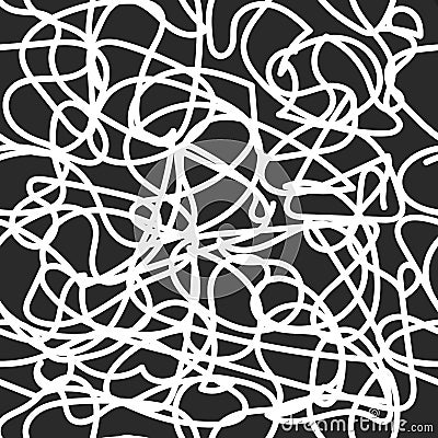 Seamless abstract black and white scribble pattern Vector Illustration