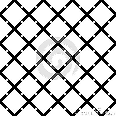 Seamless abstract black and white square grid pattern - halftone vector background design from diagonal rounded squares Vector Illustration