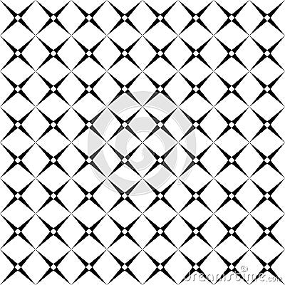 Seamless abstract black and white square grid pattern - halftone vector background design from diagonal rounded squares Vector Illustration