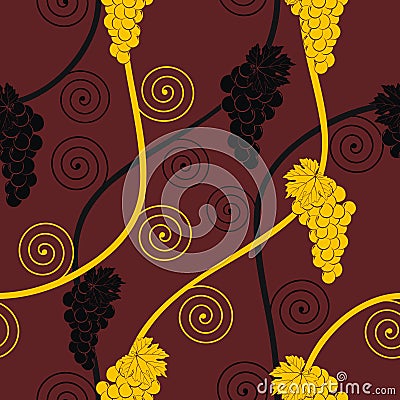 Seamless abstract brown grape pattern Vector Illustration