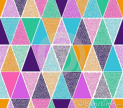 Seamless abstract creative colorful triangle dots pattern on white background. Vector Illustration
