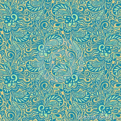 Seamless abstract curly floral pattern Stock Photo