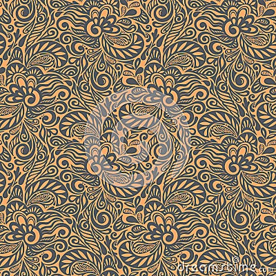 Seamless abstract curly floral pattern Stock Photo