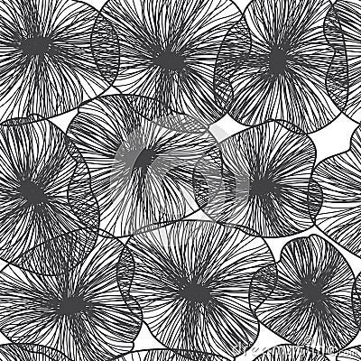 Seamless abstract floral background, Scandinavian style, symbolic flowers and leaves, Vector Illustration