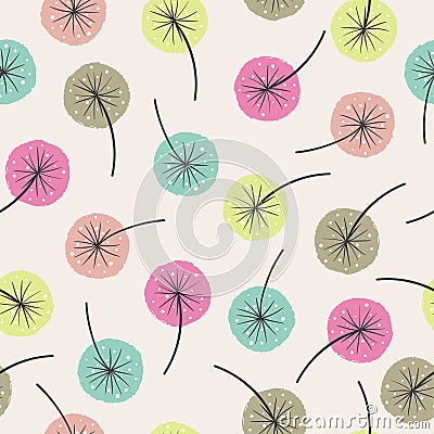 Seamless abstract floral pattern. Vector background with colorful flowers Vector Illustration