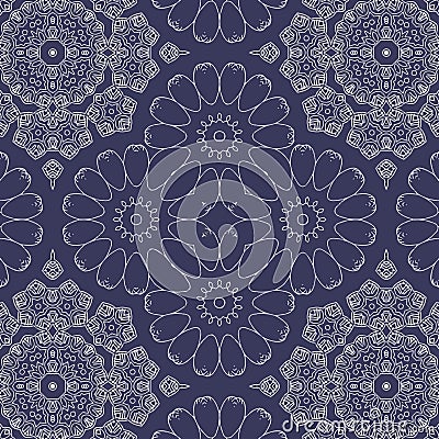 Seamless abstract floral vector pattern background in a classic colour palette. Vector Illustration