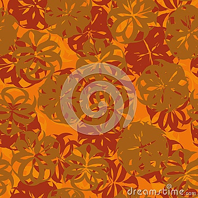 Seamless abstract floral vector pattern in rust, orange and red colors Vector Illustration