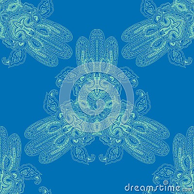 Paisley hamsa mandala background Vector Illustration