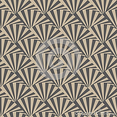 Seamless geometric pattern with fans in art deco style. Monochrome vector illustration. Vector Illustration