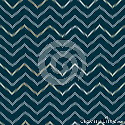 Seamless abstract geometric zigzag pattern Elegant luxury golden lines on a dark blue background Mens pattern zigzag print Vector Illustration