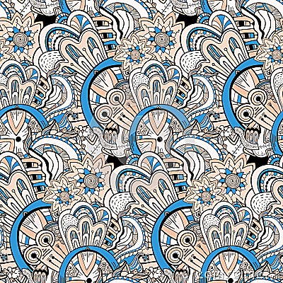 Seamless abstract hand-drawn pattern, steampunk background Stock Photo