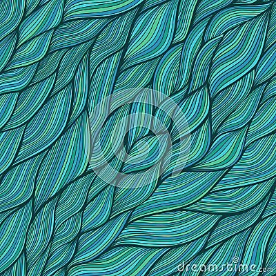 Seamless abstract hand-drawn pattern, waves background Vector Illustration