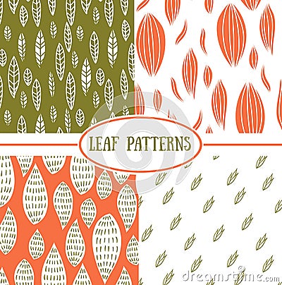 Seamless abstract leaf fall patterns. Vector Illustration