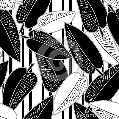 Seamless abstract minimalistic art leaves floral pattern Stock Photo