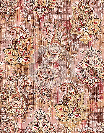 Seamless abstract paisley digital background Stock Photo