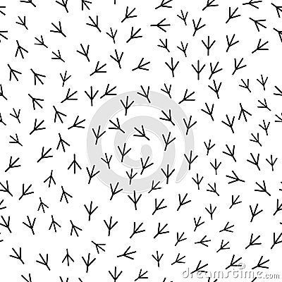 Seamless abstract pattern with bird trail. Vector illustration. Bird footprints track Cartoon Illustration