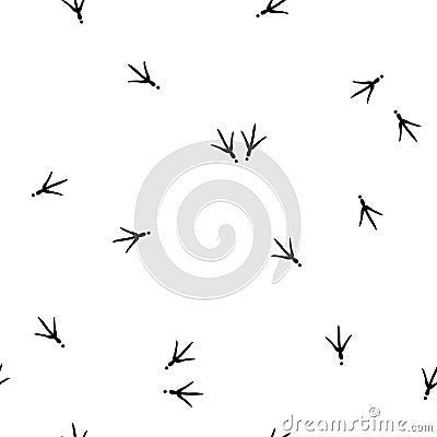 Seamless abstract pattern with bird trail. Vector illustration. Bird footprints track Cartoon Illustration