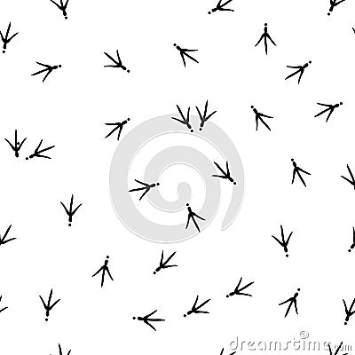 Seamless abstract pattern with bird trail. Vector illustration. Bird footprints track Cartoon Illustration