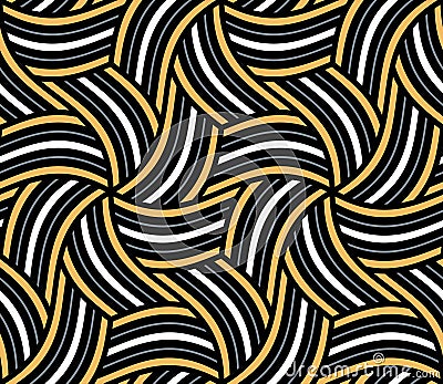 Abstract geometric pattern with an intricate design of striped tangled elements forming vortexes, swirls, and whirls. Retro style. Vector Illustration