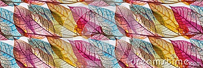 Macro texture of beautiful leaves in rainbow colors tones. AI generative illustration Cartoon Illustration