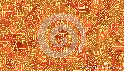 Abstract seamless pattern. Mechanical. Illustration. Yellow, red Stock Photo