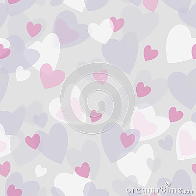 Seamless abstract pattern with pink hearts. Vector Illustration