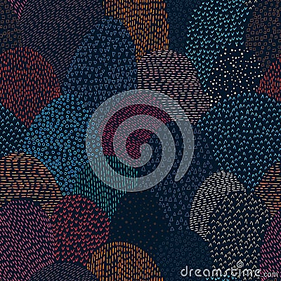 Seamless abstract pattern. Simple geometric elements drawn by ha Vector Illustration