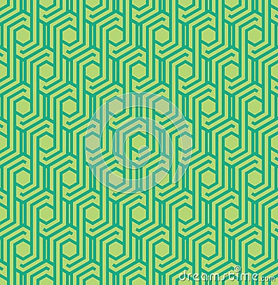 Seamles geometric pattern with lines and hexagons in green colors - vector eps8 Vector Illustration