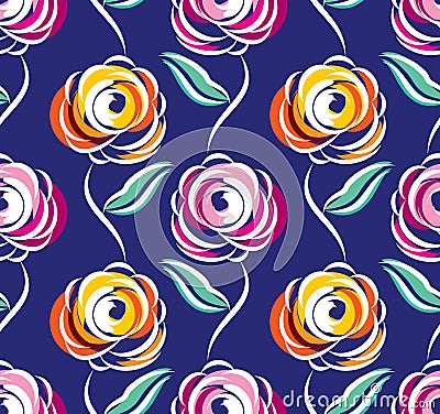 Seamless abstract rose flower pattern Vector Illustration