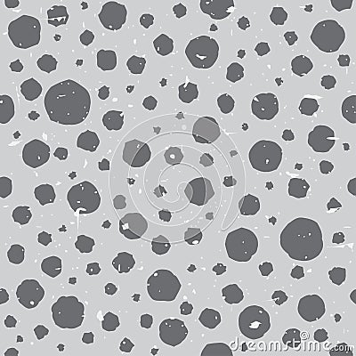 Seamless abstract speckled pattern with black shabby spots on grey background. hand drawn bubbles. Stock Photo