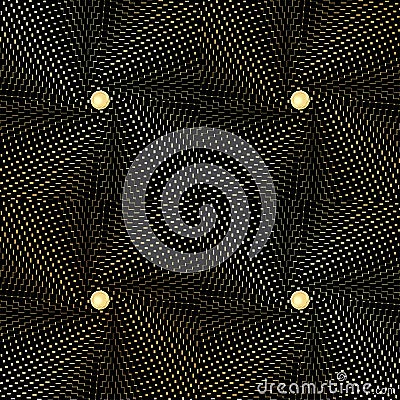 Seamless abstract texture in the form of upholstery fabric with gold buttons Vector Illustration