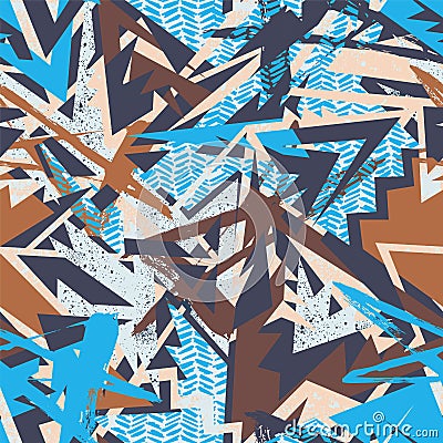 Seamless abstract urban pattern with curved colorul geometry shapes Vector Illustration