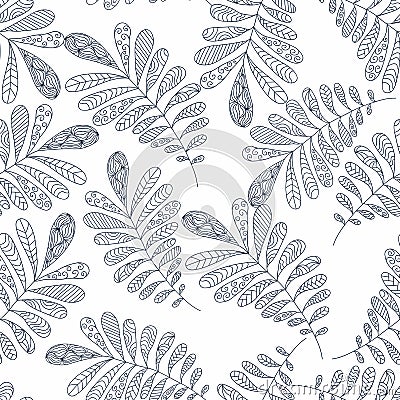 Seamless abstraction background delicate leaves on a white background Vector Illustration