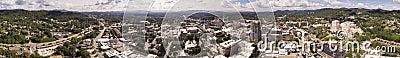 Seamless aerial 360 degree panorama of downtown Asheville, North Stock Photo