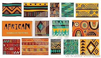 Seamless African modern art patterns. Vector collection Vector Illustration