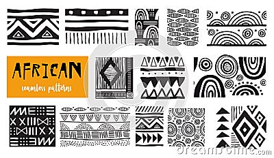 Seamless African modern art patterns. Vector collection Vector Illustration