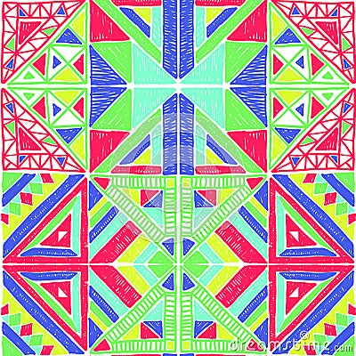 Seamless African pattern. Ethnic ornament on the carpet. Aztec style. Figure tribal embroidery. Indian, Mexican, folk pattern. Vector Illustration