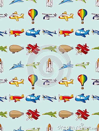 Seamless airplane pattern Vector Illustration