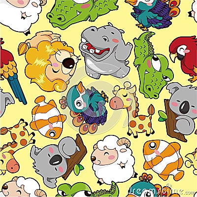 Seamless animal pattern Vector Illustration