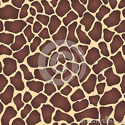 Seamless animal print with red-brown spots on a beige background, giraffe skin, vector Vector Illustration