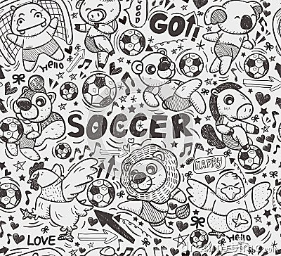 Seamless animal soccer player pattern Vector Illustration