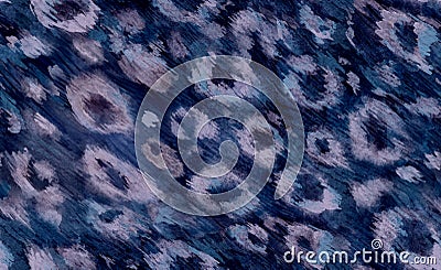 Seamless animalistic dark blue pattern with leopard skin Stock Photo