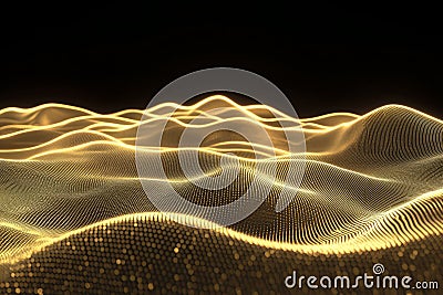 seamless animated flow of golden waves, moving gracefully to create an ambient, continuous movement Stock Photo