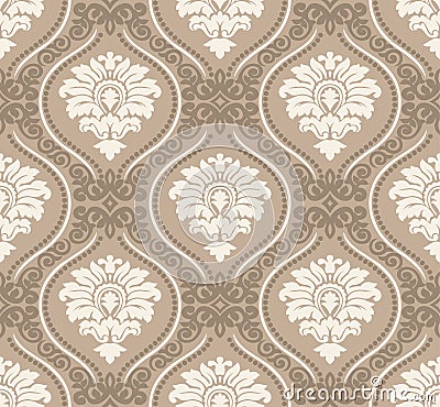 Seamless antique damask wallpaper pattern Vector Illustration