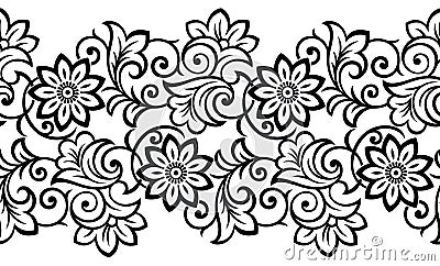 Seamless antique floral border design Vector Illustration