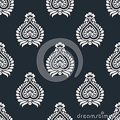 Seamless antique monochrome damask pattern Vector Illustration